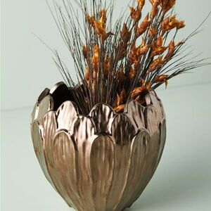 NEW Anthropologie Metallic Bronze Vase Planter